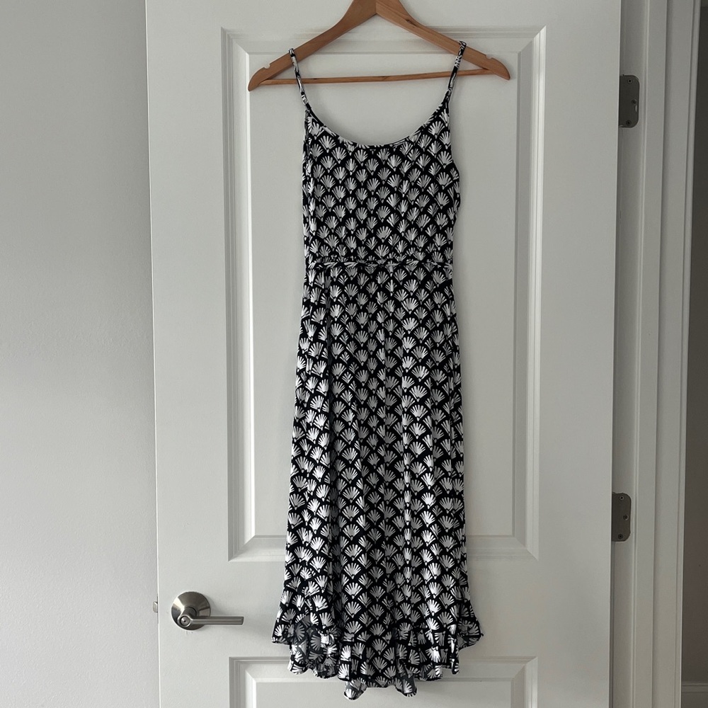 J. Crew Black and White Shell-Print Midi Dress - Picture 2 of 9